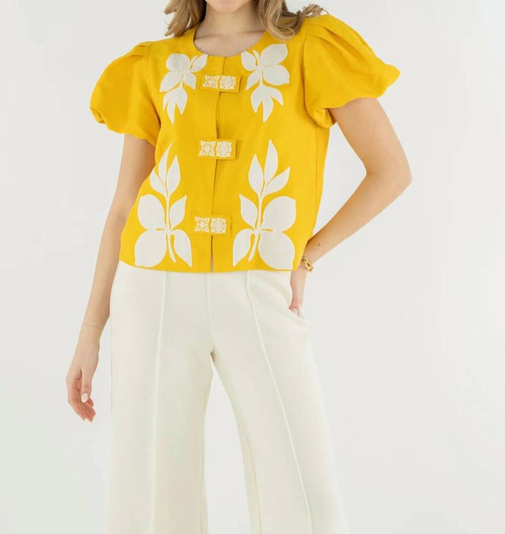 NEW EMILY MCCARTHY isabella golden hour top in mustard yellow